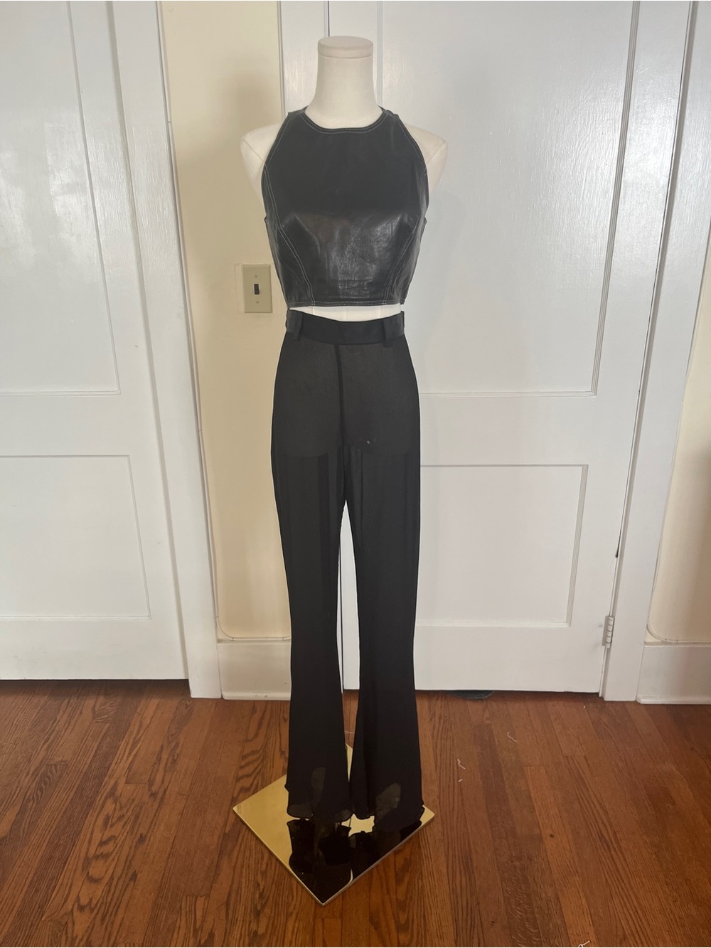 Isaac Mizrahi Butter-Soft Leather + Sheer Pants Set • Designer Gift